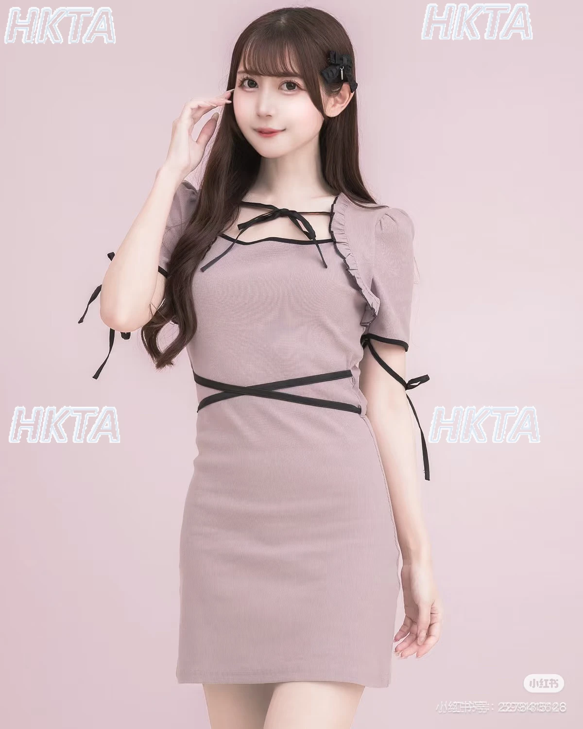 

Japanese Commuter Cross Belt Slim Fit High Waist Black Dress Women Summer Bubble Short Sleeve Knitted Mini Dress Ladies