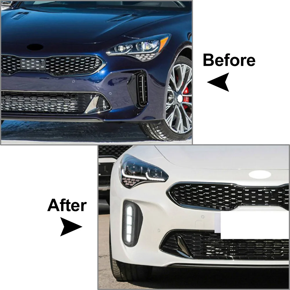 Car Daytime Running Light DRL Fog Lamp With Yellow Turn Signal Function For Kia Stinger 2017 2018 2019 2020 2pcs/Pair