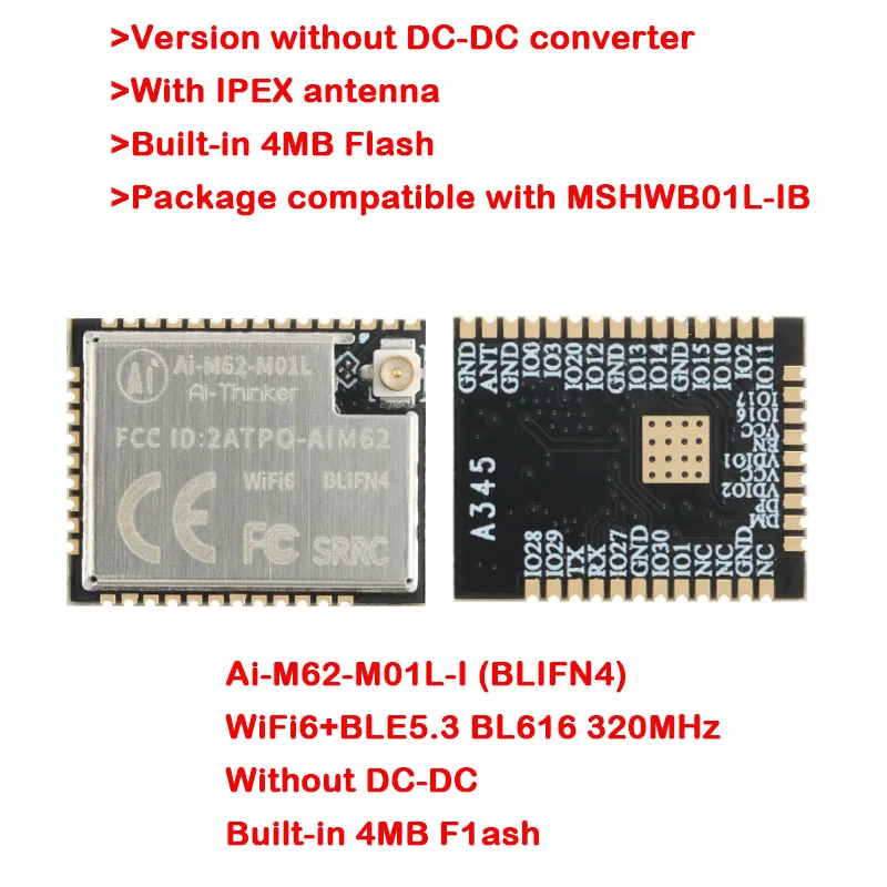 Ai-M62-12F Ai-M62-13 Ai-M62-M2-I Ai-M62-32S Kit Ai-M62-CBS Ai-M62-13U M2 M01L I WiFi 6 Bluetooth-c Ble 5.3 Wireless Module Board
