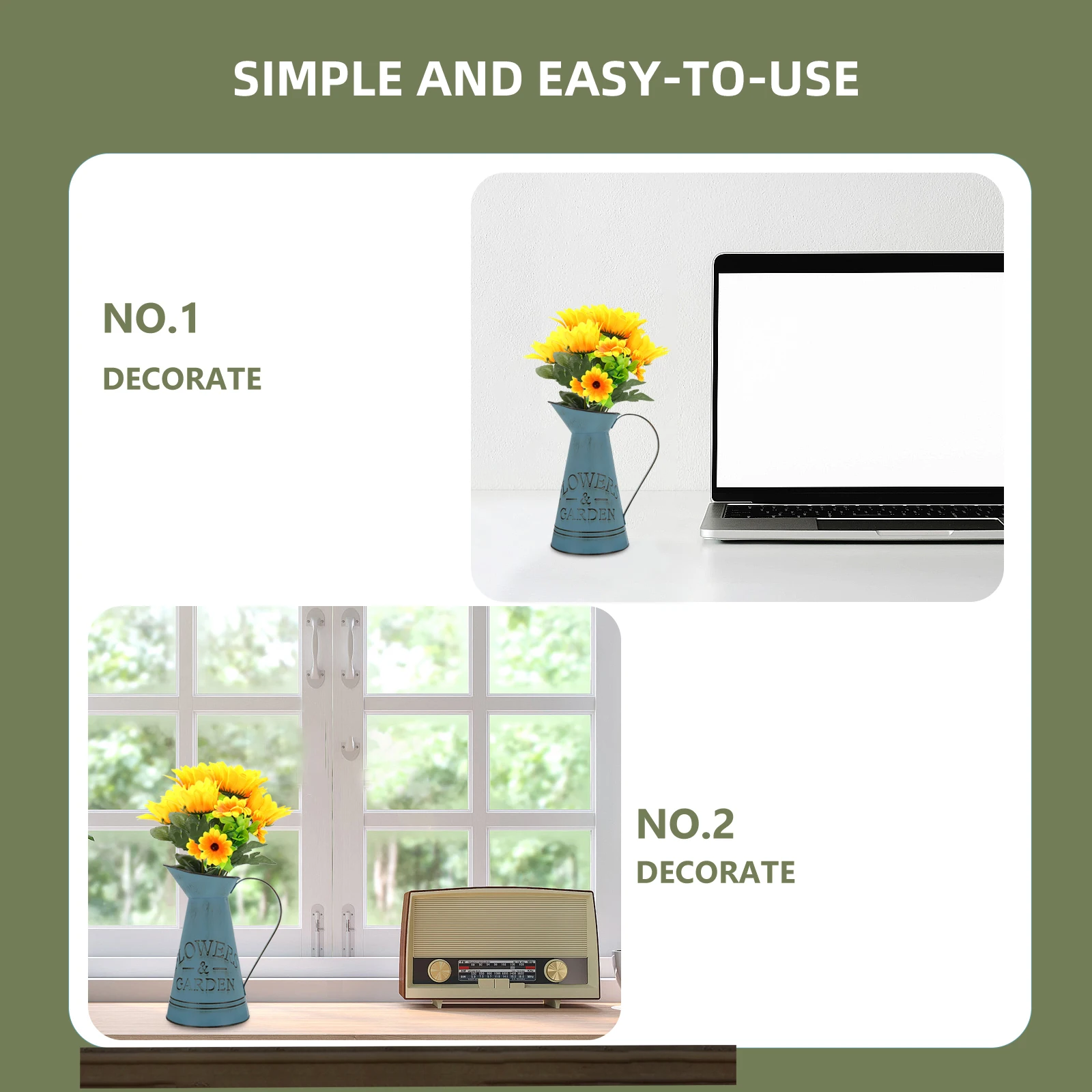 

Retro Flower Arranging Pot Small Tin Vase for Home Office Decor Dried Flowers Iron Style Gardening Art Household