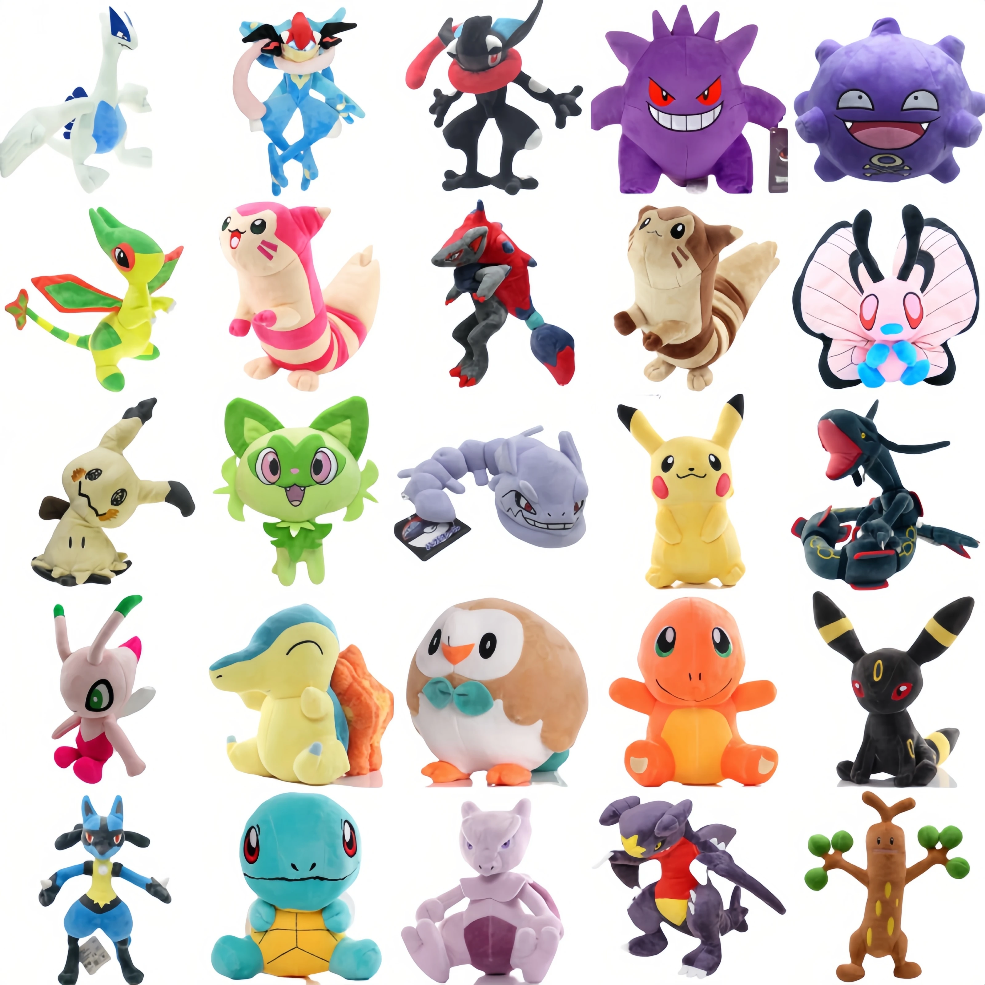 Pokemon Mimikyu Plush Toy Pikachu Squirtle Bulbasaur Gengar Plushies Rayquaza Lugia Furret Zoroark Lucario Steelix Stuffed Doll