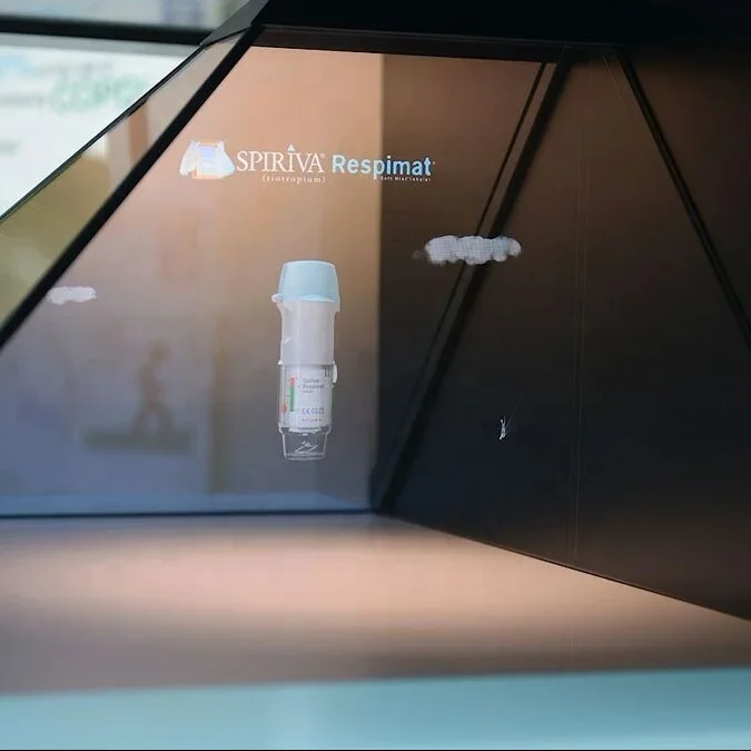 Holographic Projection Screen 3D Hologram Advertising Showcase Pyramid