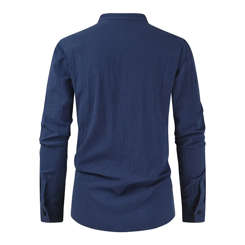 

Европейско-американский мужской воротник-стойка Faion irt 2025 Sle из искусственной кожи Thiened V-Ne ort Sve Повседневная одежда для среднего...