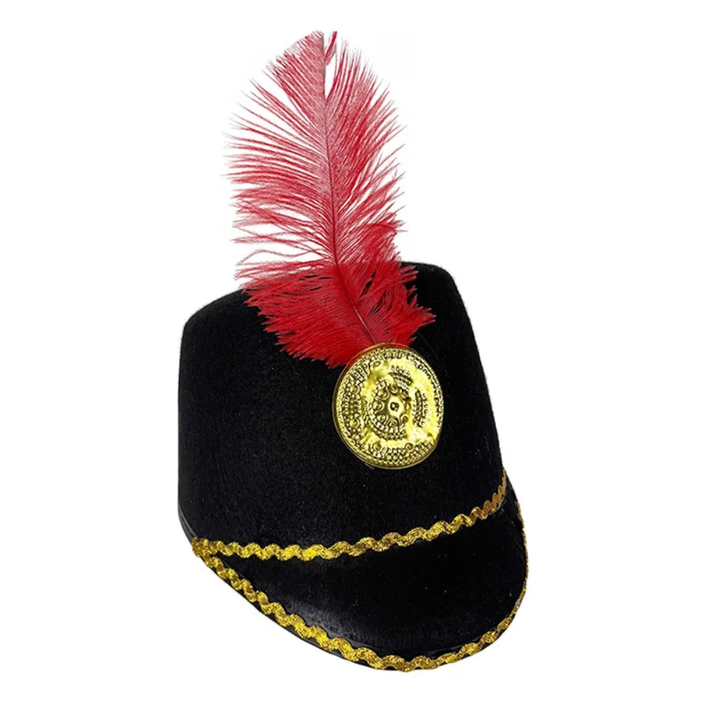 

Dress Up Marching Band Hat Sun Protection Vintage Knight Uniform Hat Circus Ringmaster With Parade Drum Major Hat Festival Fancy