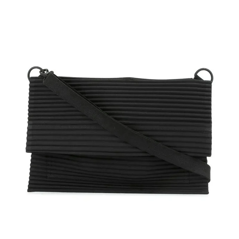 ALSEY Miyake Pleated Men's Shoulder Bags Popular Japanese Style Nylon Versatile Simple Solid Adjustable Shoulder Strap Crossbody