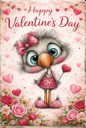 New Garden Flag 12x18 Valentines Flamingo bird hearts red double sided custom YYZ