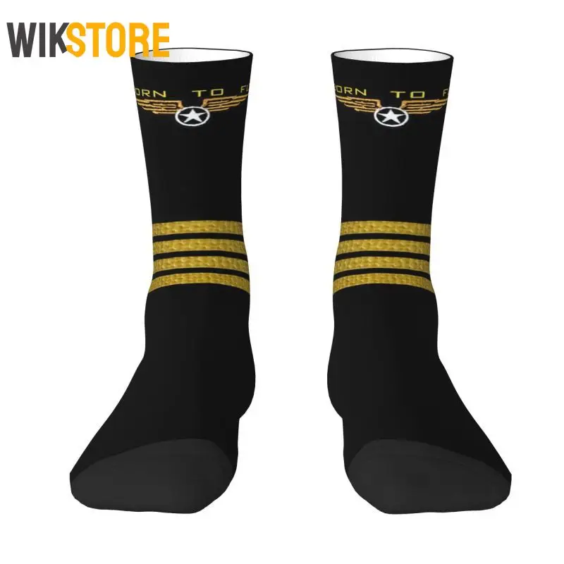 

Cute Printing Born To Fly Flight Pilot Socks for Men Women Stretchy Flying Aviation Aviator Crew Socks Breathable Sports Socks