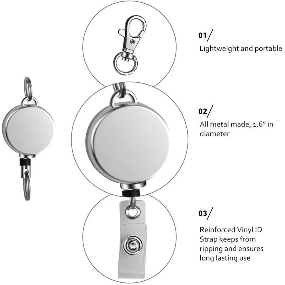 Titular crachá retrátil para enfermeira, titular do cartão de identificação, chaveiro de metal, para estudante, médico, atacado, 1 parte
