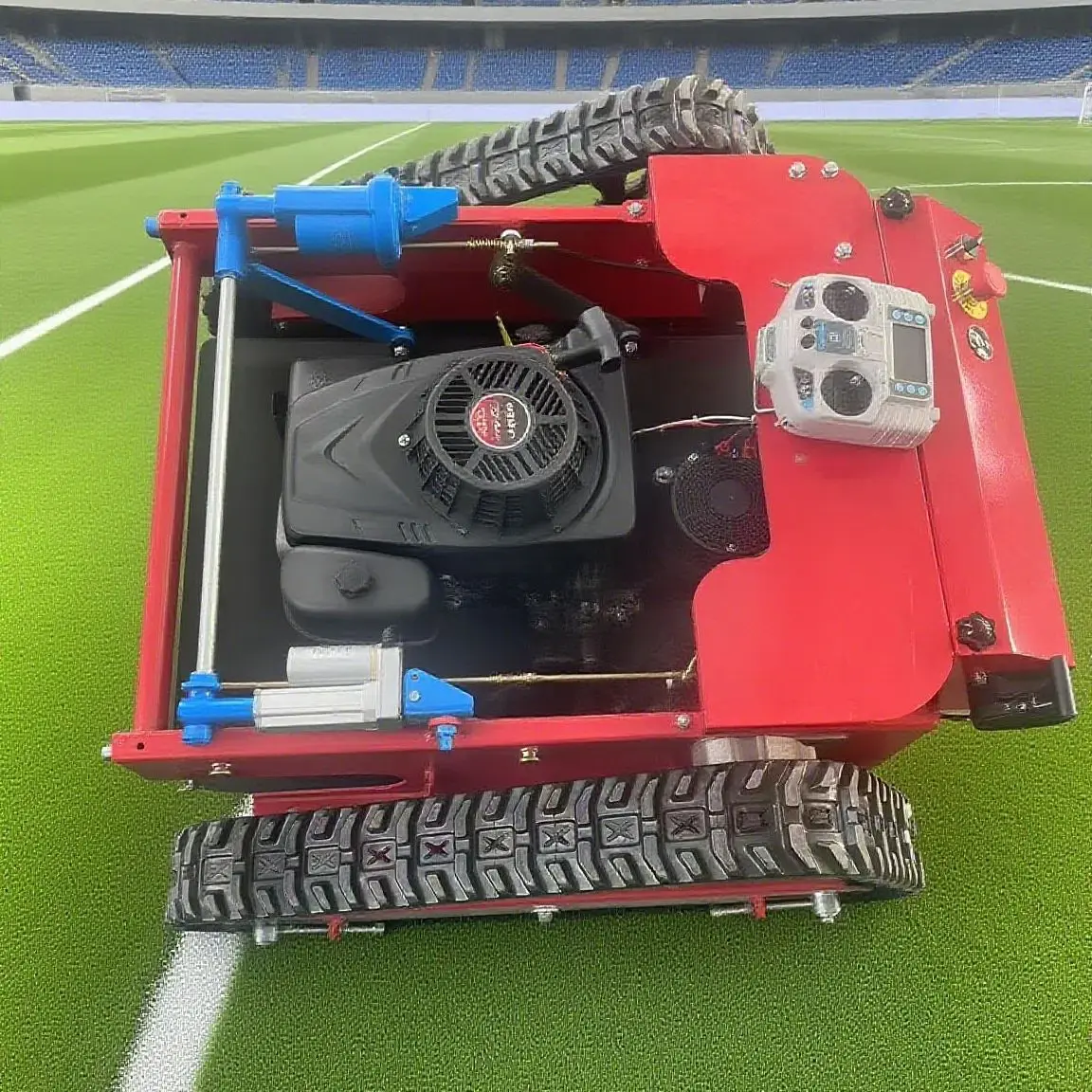 

Free delivery of four stroke lawn mower track type with remote control and various accessories warranty