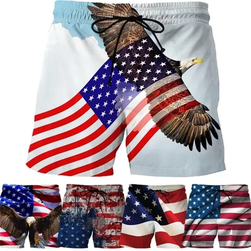 3D Printed U.S National Flag Pattern Board Shorts For Men Outdoor Quick Dry Sport Beach Shorts Casual Mens Mens Swim Trunks