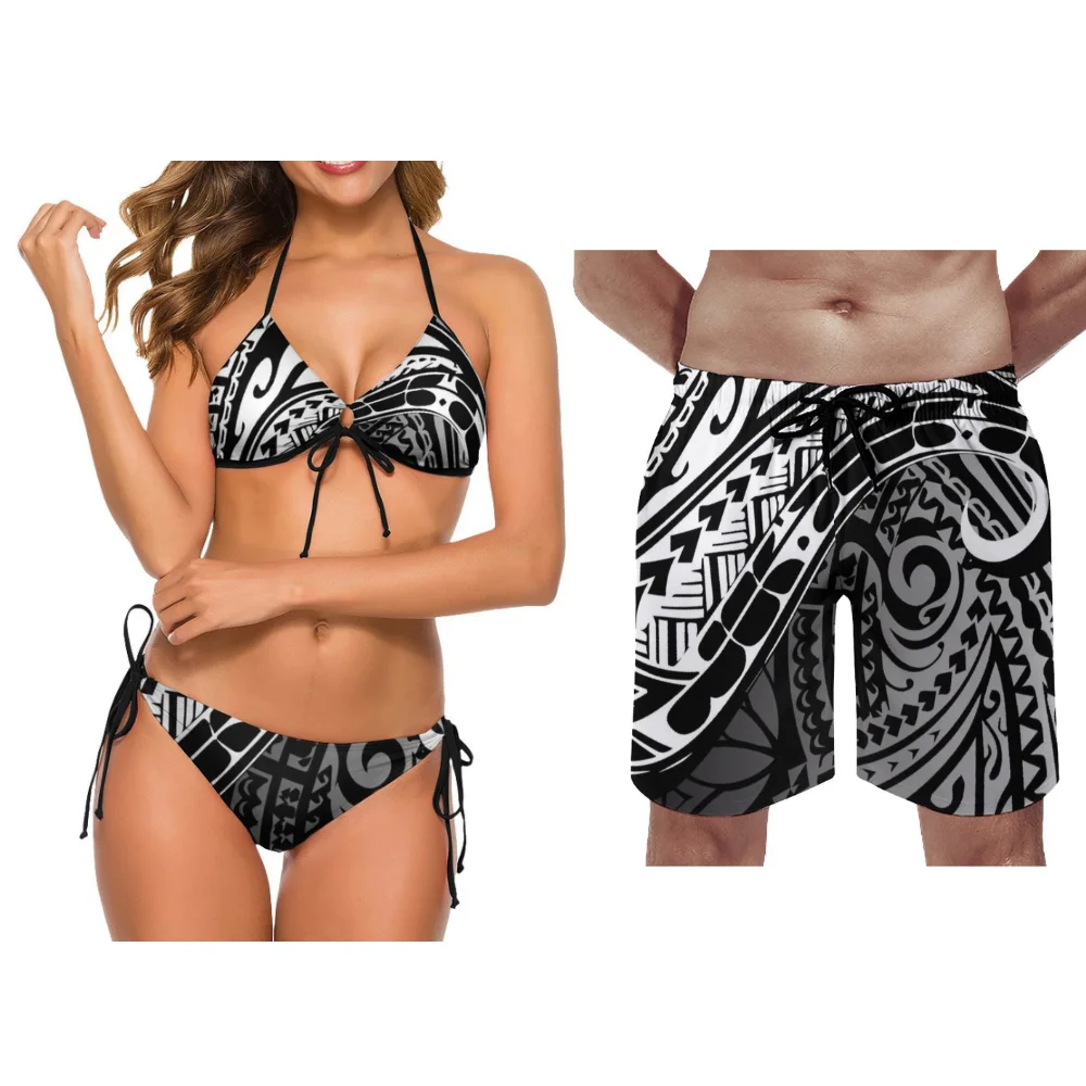 คู่ใหม่ท่องชุดสูท Custom-Made Polynesian Custom สระว่ายน้ําปาร์ตี้วันหยุด Hot Spring Party ชุดว่ายน้ําชุดสองชิ้น