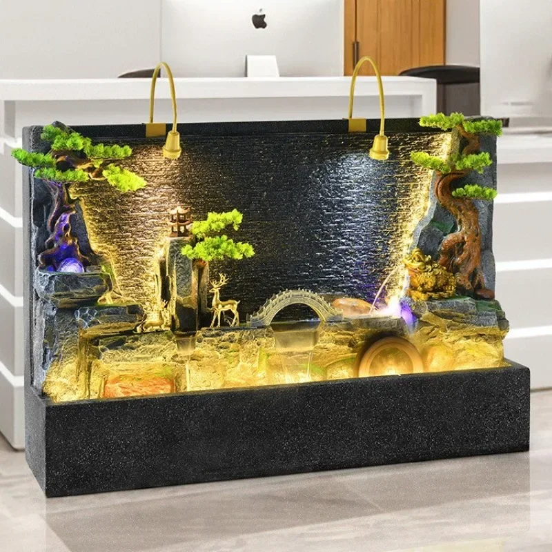 Large water curtain wall flowing fountain lucky landscape ornament domestic circulation courtyard partition screen hotel