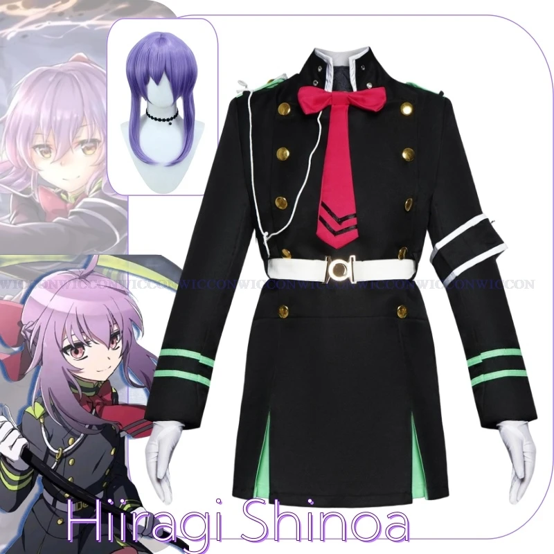 

Hiiragi Shinoa Cosplay Anime Cosplay Costume Hiiragi Shinoa Wig Black Uniform Cosplay Halloween Party Woman