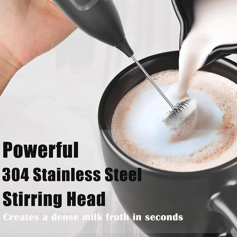 Milk Frother Handheld, Battery Operated Hand Frother Maker With Stainless Steel Stand For Coffee, Cappuccino, Lattes