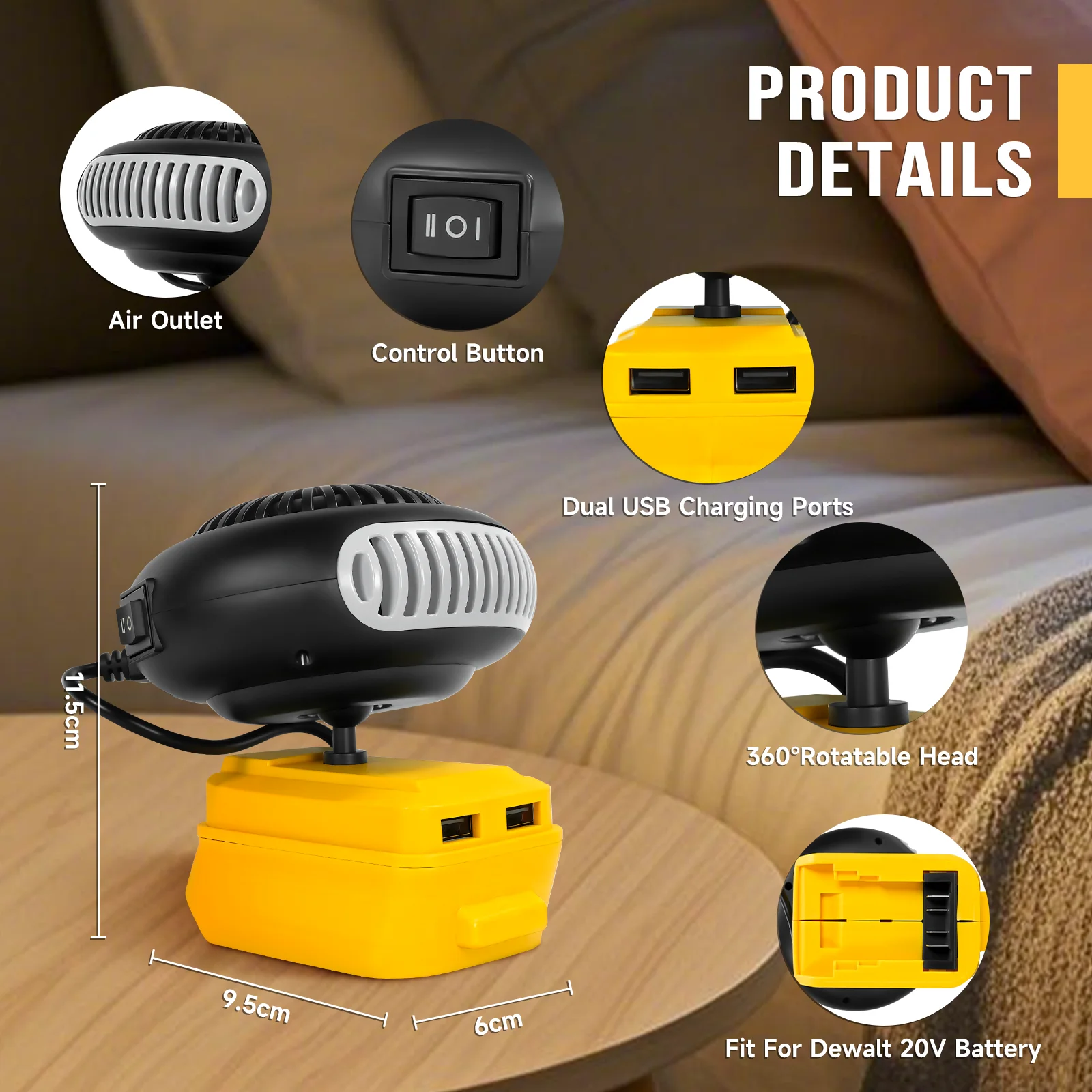 سخان السيارة الكهربائية الدافئة منفاخ الهواء مروحة التدفئة السريعة المحمولة الزجاج الأمامي مزيل الصقيع مزيل الضباب أدوات كهربائية لبطارية ديوالت 20 فولت #2