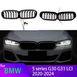 LED White Light Gloss Black Car Front Bumper Kidney Grill Grilles for BMW 5 Series G30 G38 G31 Facelift LCI 2020-23 Car Styling