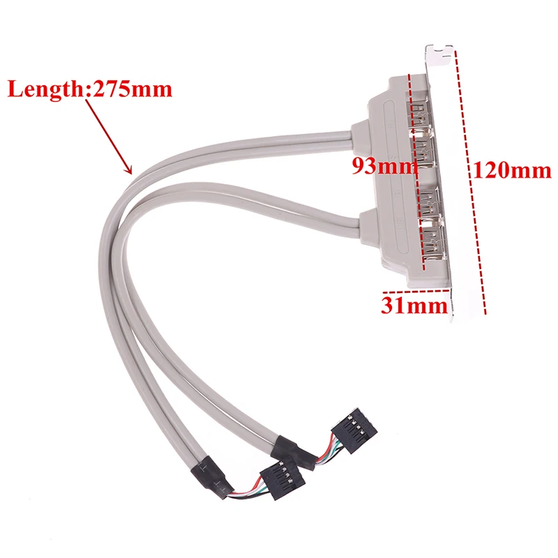 محول أحدث 4 منافذ USB 2.0 إلى 9 دبوس اللوحة الرئيسية رأس قوس تمديد كابل للكمبيوتر اللوحة الخلفية قوس 9Pin