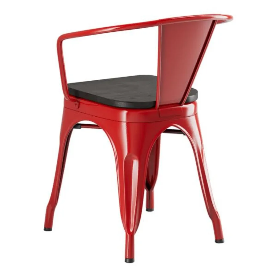 Alloy Ruby Red Indoor Arm Chair with Black Wood Seat Metal Frame 28.5 Inch Height 400 lb Capacity Stackable