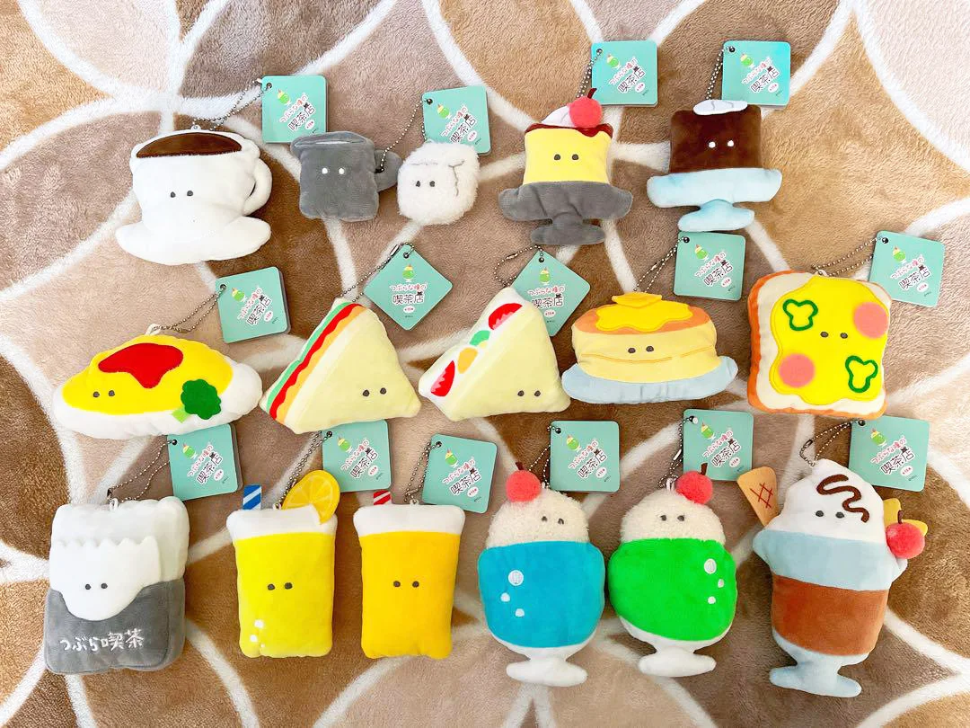 Yell World stuffed 5.8cm small round eyes Cafe Petit Mascot BC kawaii soda coffee bean sandwich cake plush food model pendant
