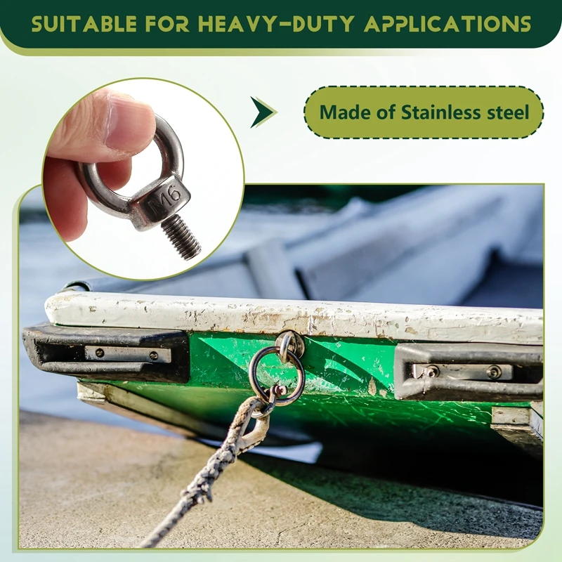 ABSJ-10PCS Vite bullone a occhiello di sollevamento in acciaio inossidabile 304 argento resistente M6 per sollevamento fune metallica
