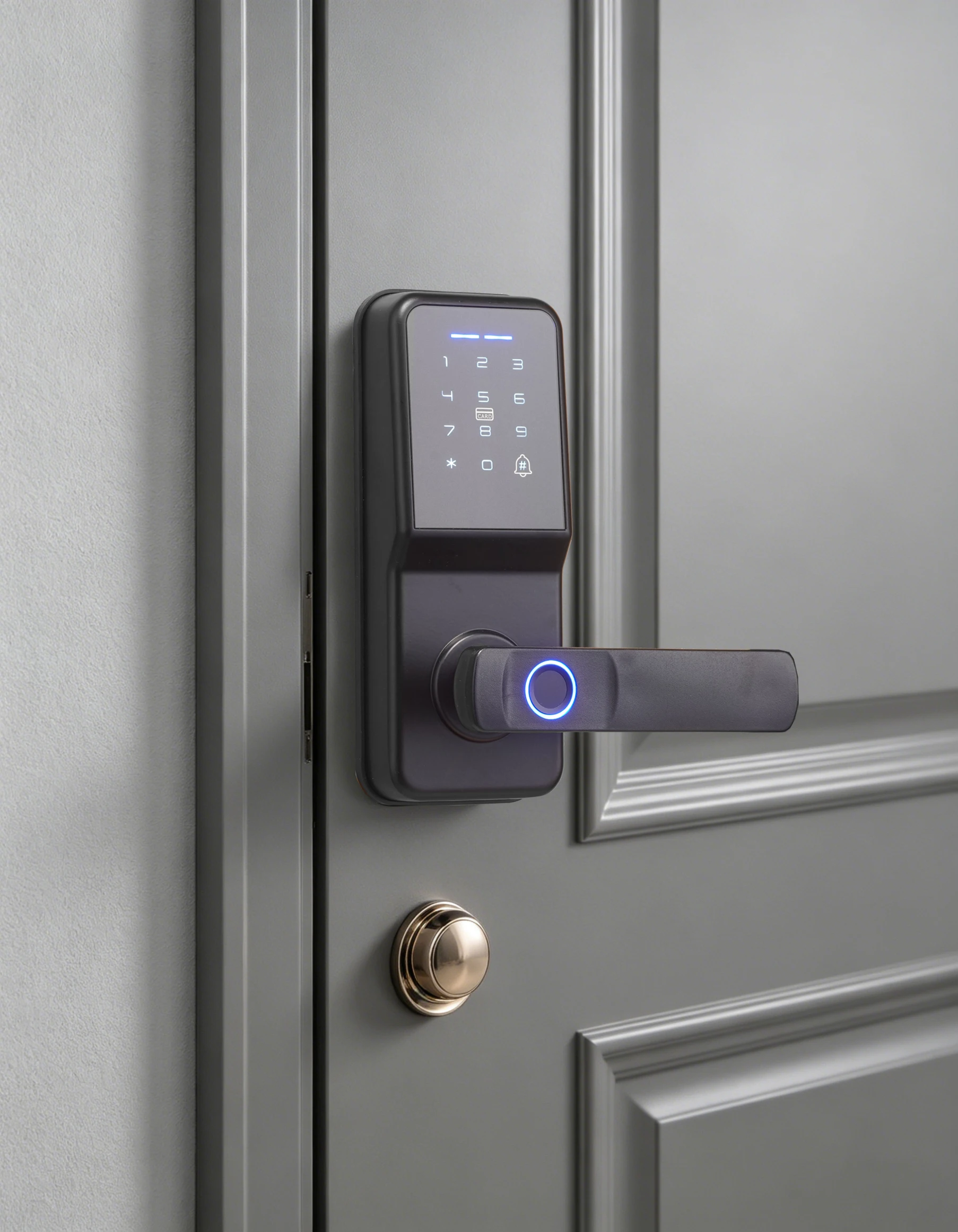 Handily Smart Lock Handle Sleek Modern Design Multi Unlocking Modes Anti Slip Surface Silent Operation Low Power Consumption