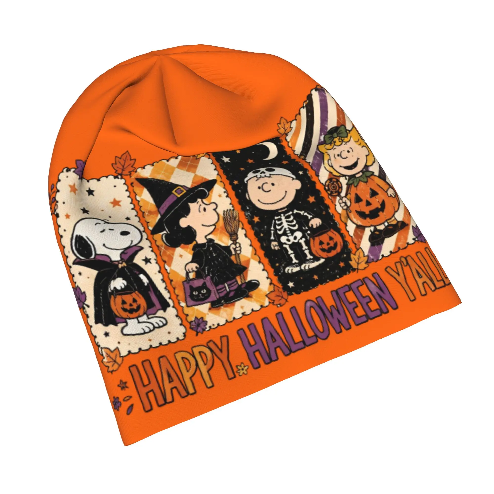 snoopyes halloween pumpkin Trick or treat Beanie Cap for Men Women Streetwear  Beanies Hat for Gym Workout