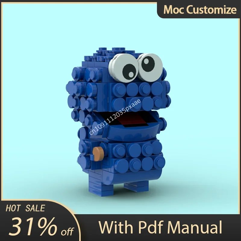 

221 шт. Moc творчество на заказ Cookie Monster Brickheadz модель персонажа из мультфильма строительные блоки сборка кирпичи игрушки детский подарок