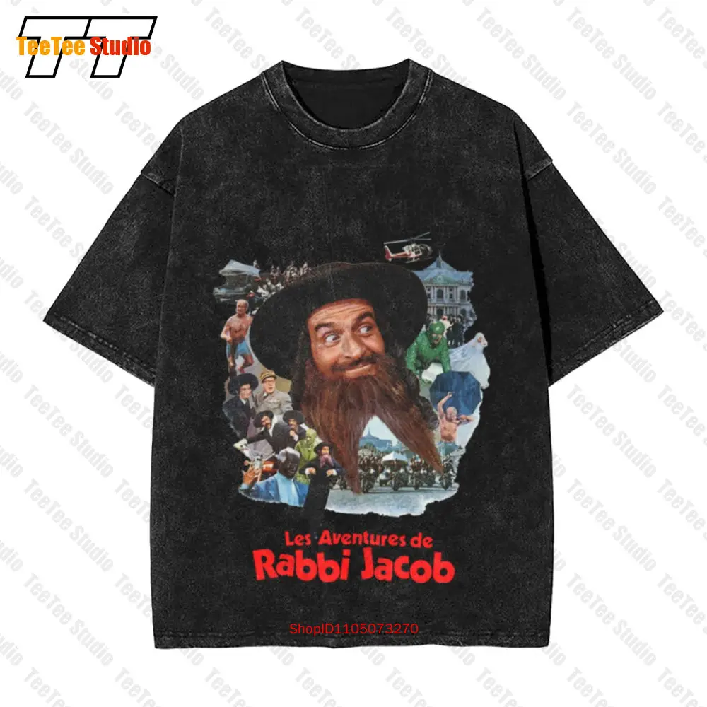 تي شيرت Louis De Funes The Mad Adventures Of Rabbi Jaco Vintage كبير الحجم BGHQ