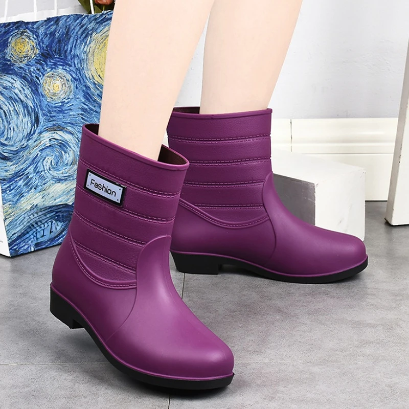 Rubber Boots for Women Rain Shoes Comfort Slip-on Waterproof Galoshes Woman Garden Water Shoes Rubber Rain Boots Botas De Lluvia