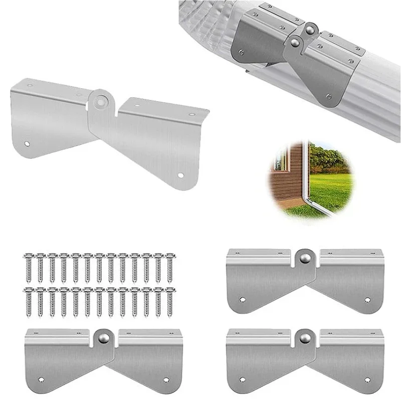 2/4PCS Gutter Downspout Extension Hinge for Flip-Up Rain Hinge DIY Installation on All Rectangle or Square Drainage Ditch