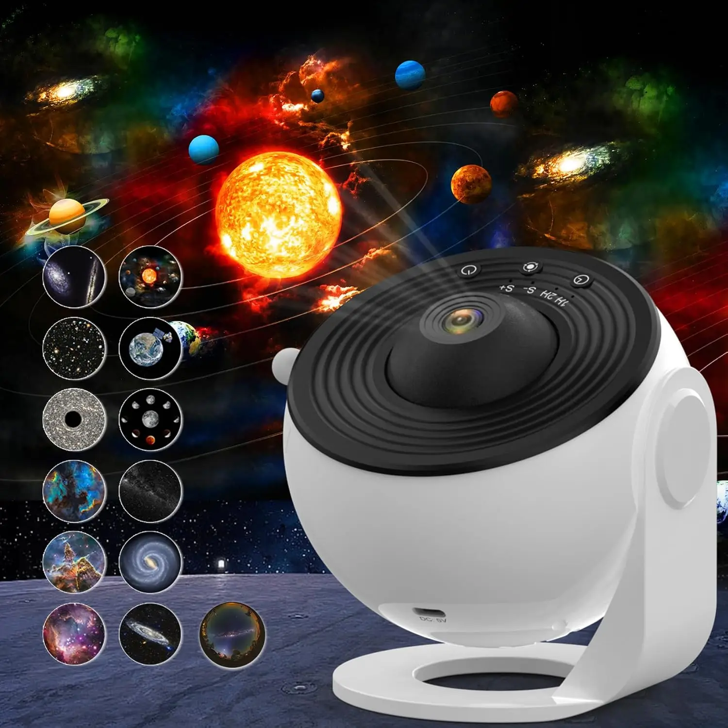 Galaxy-Projektor, 12-in-1 Planetarium-Sternprojektor Realistischer Sternenhimmel Nachtlicht mit 360°-Projektion °   Drehbar und mit Timer, für Erwachsene, Schlafzimmer, Decke, Heimkino, Wohnzimmer,