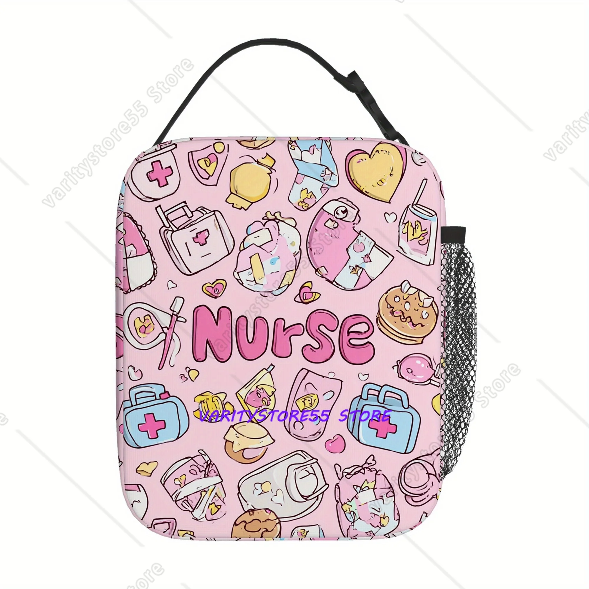 

Розовая сумка для обеда Nurse Pink, многоразовая сумка-тоут из оксфордской ткани, портативная термосумка для обеда для взрослых, детей, работы, школы, пикника