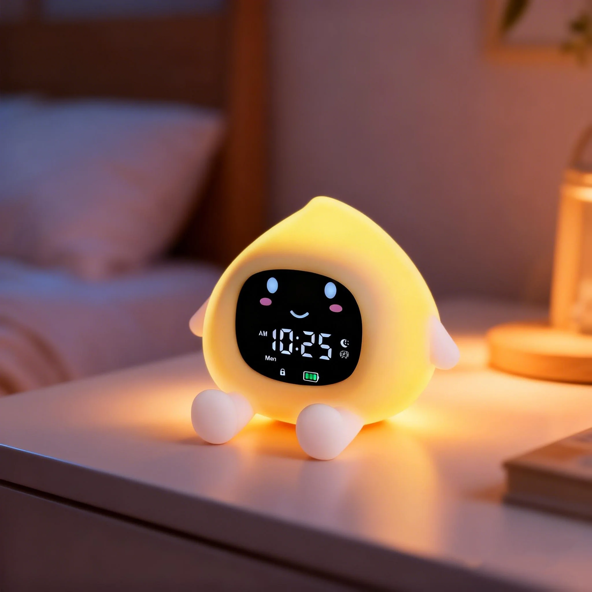 Kids Alarm Clock Sleep Training Alarm Clock Wake Up Rechargeable Clock with 9 Color Night Light&Child Lock Clocks For Home