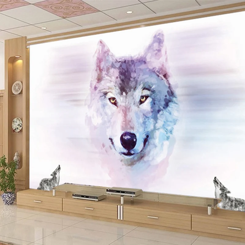 Custom 3D Stereo Large Mural Wolf Totem Animal Wallpapers Bedroom Living Room TV Background Wall Covering Non-woven Wallpaper