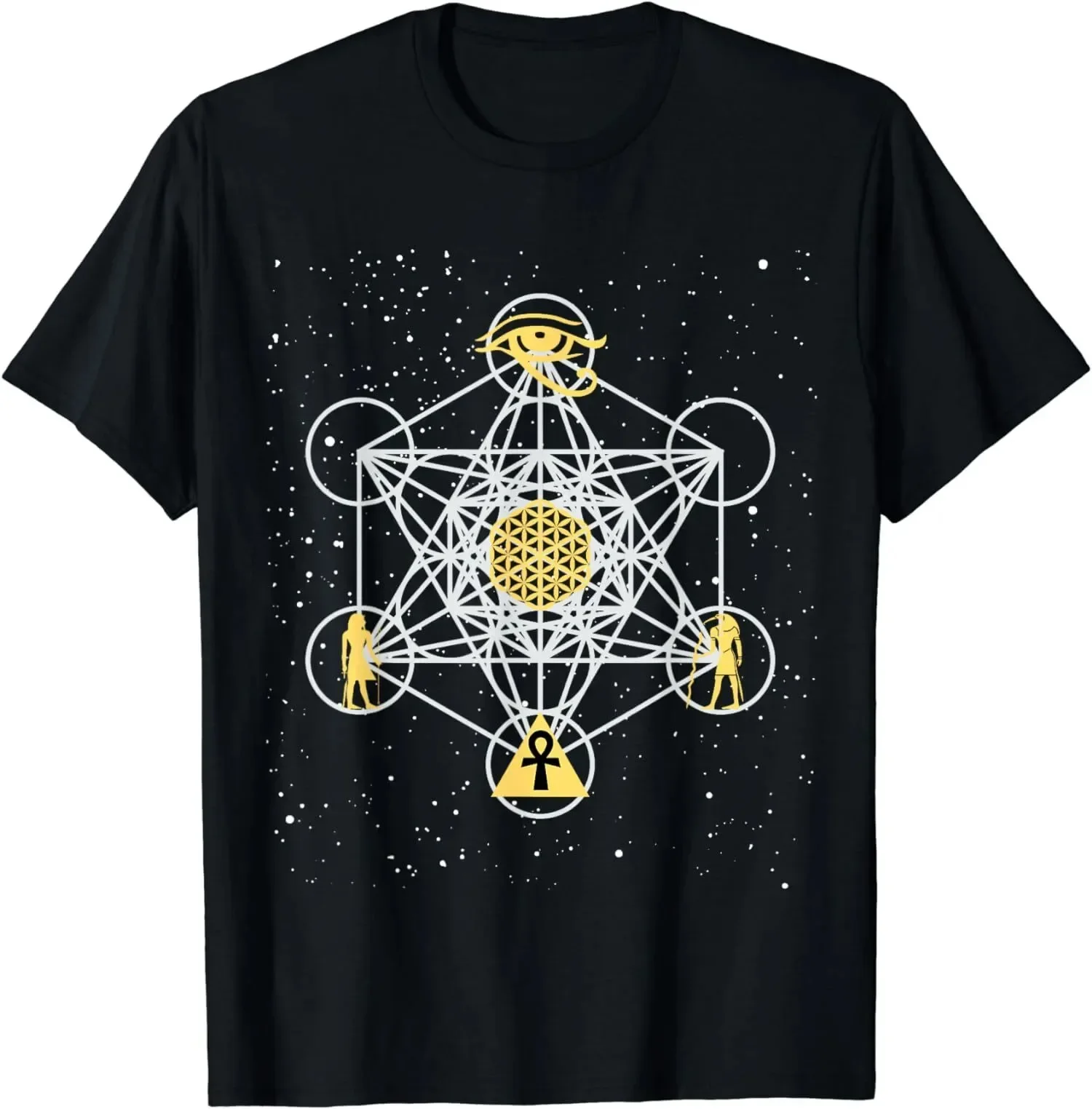 

Egyptian Sacred Geometry T-Shirt Flower Of Life Horus Ankh Tee