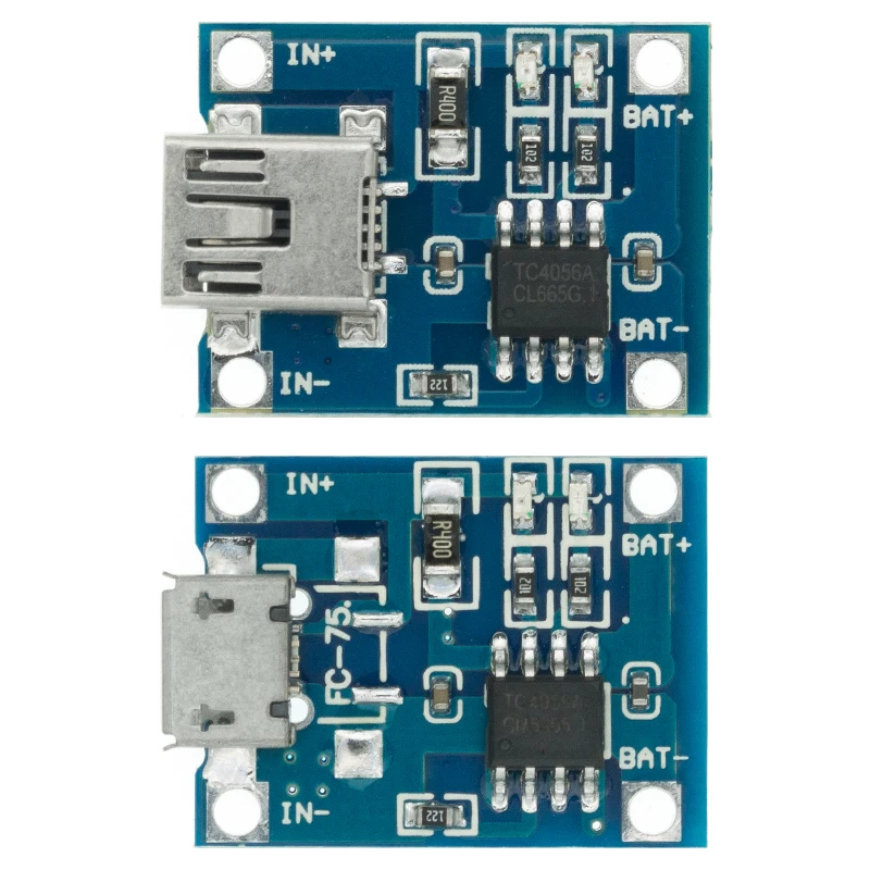 Type-c / Micro USB 5V 1A 18650 TP4056 Lithium Battery Charger Module Charging Board With Protection Dual Functions 1A Li-ion