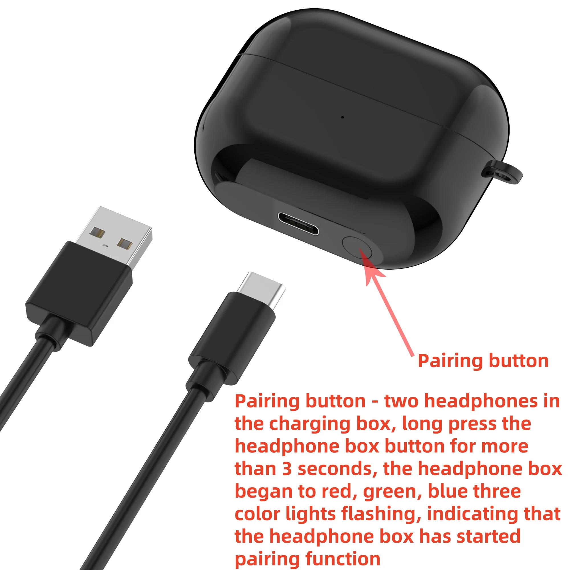 حافظة شحن لسماعات الأذن اللاسلكية بتقنية البلوتوث لهاتف Galaxy Buds3 pro R630 تدعم شحن لاسلكي ومنفذ من النوع C، بدون سماعات أذن