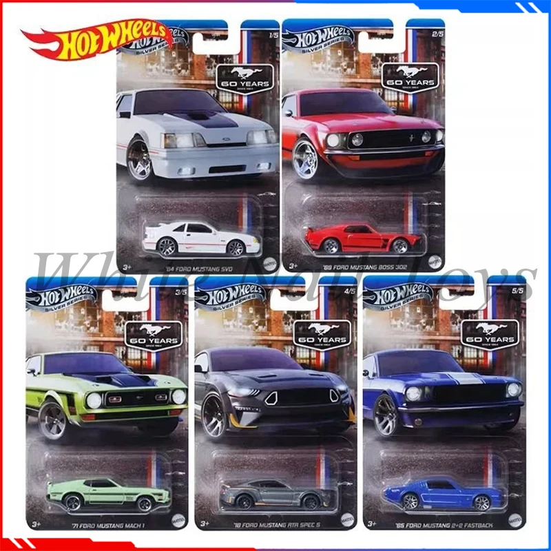 

Hot Wheels 60 Anniversary Sliver Series GRT01 Ford Mustang Set HW Car Model Simulation Alloy Cars Model Display Birthday Gift