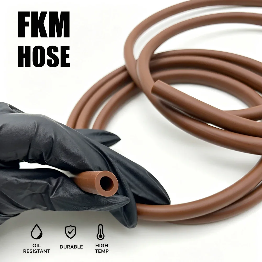 Brown FKM Rubber Hose Inner Diameter 2 3 4 5 6 7 8 10 12 14mm, High and Low Temperature Resistant, Available in Multiple Sizes