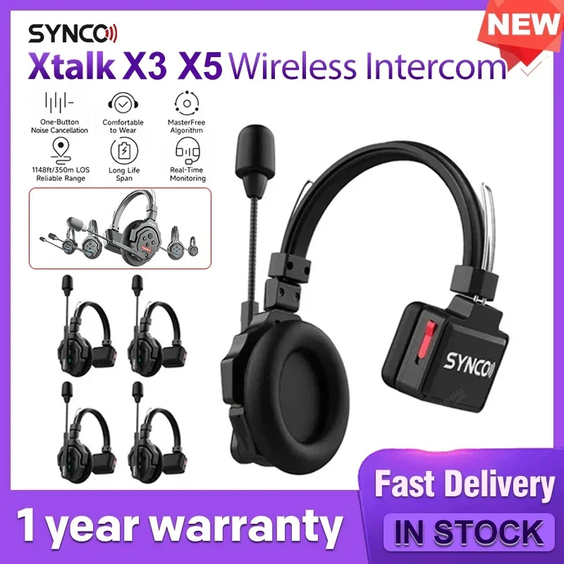 SYNCO Xtalk X3 / Xtalk X5 Wireless Intercom System 2.4G Communication Headset With Battery Wireless Microphone