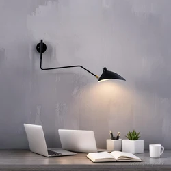 Serge Mouille-Lámpara de pared Retro Industrial para dormitorio, lámpara de araña de Amanecer nórdico, creativa, Simple, accesorios de iluminación Led para sala de estar