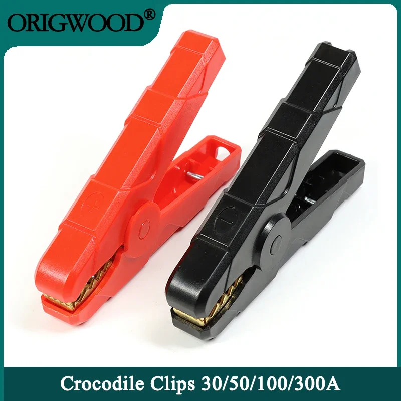 

Crocodile Clips Set Car Caravan Van Battery Test Lead Clips Plug Power 30A 50A 100A 300A Black + Red Alligator Clip Connector