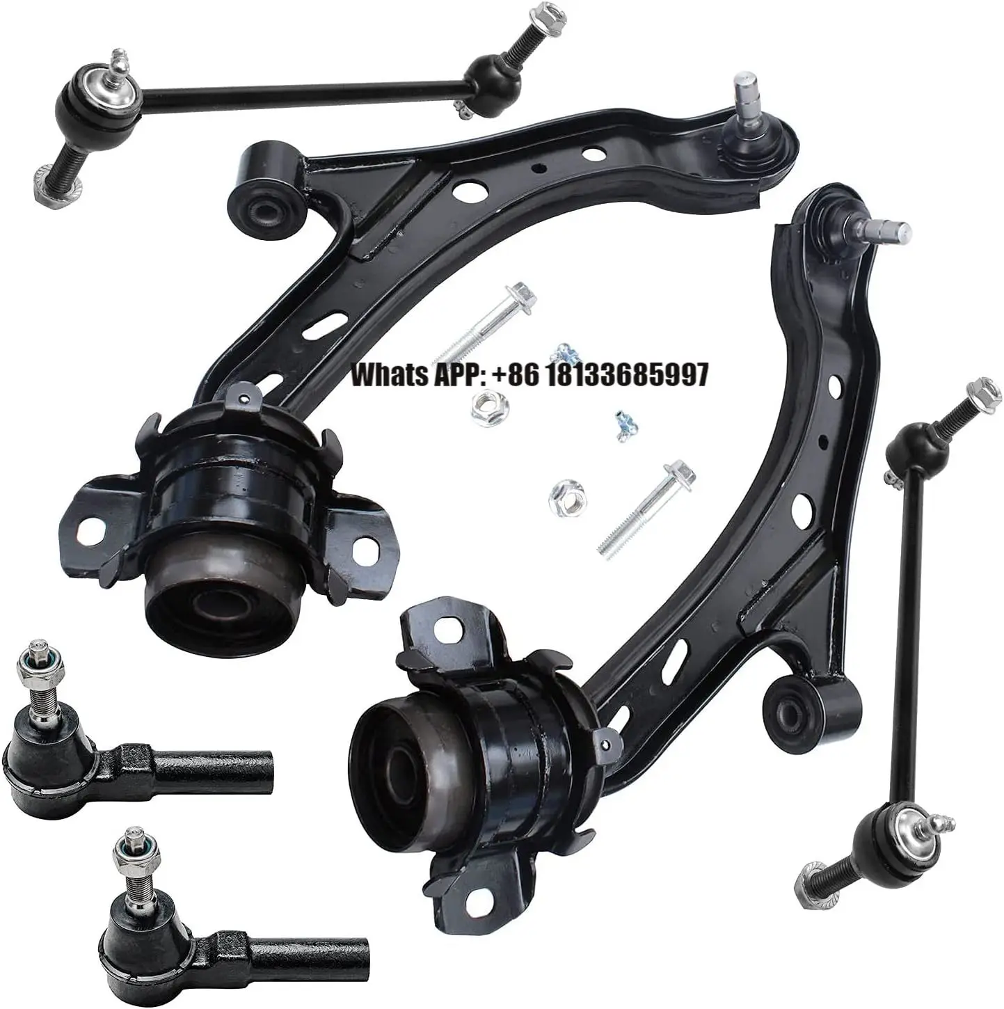 Front Suspension Kit Lower Control Arm Wheel Hub Inner Outer Tie Rod End Sway Bar End Link Fit for Ford Mustang 2005-2010