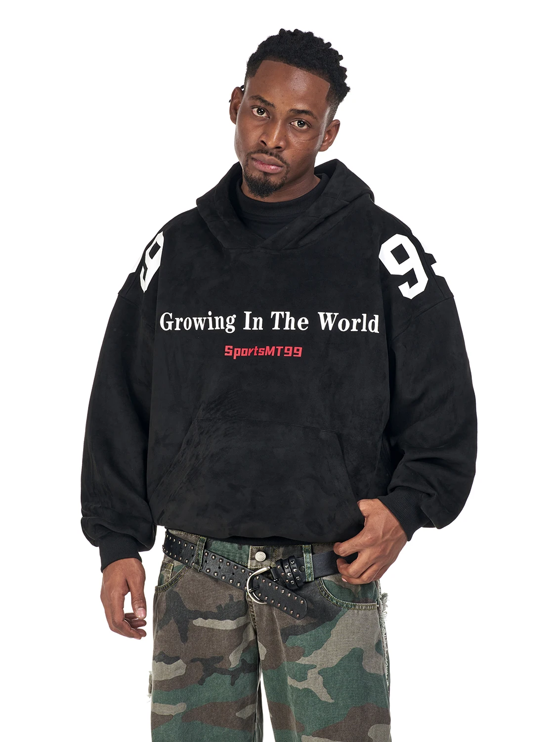 

American Sle Streetwear Hoodie Letter Print Heavyweight Suede Couple Matching Overhead Hooded Sweatirt Warm Cotton Polyes...