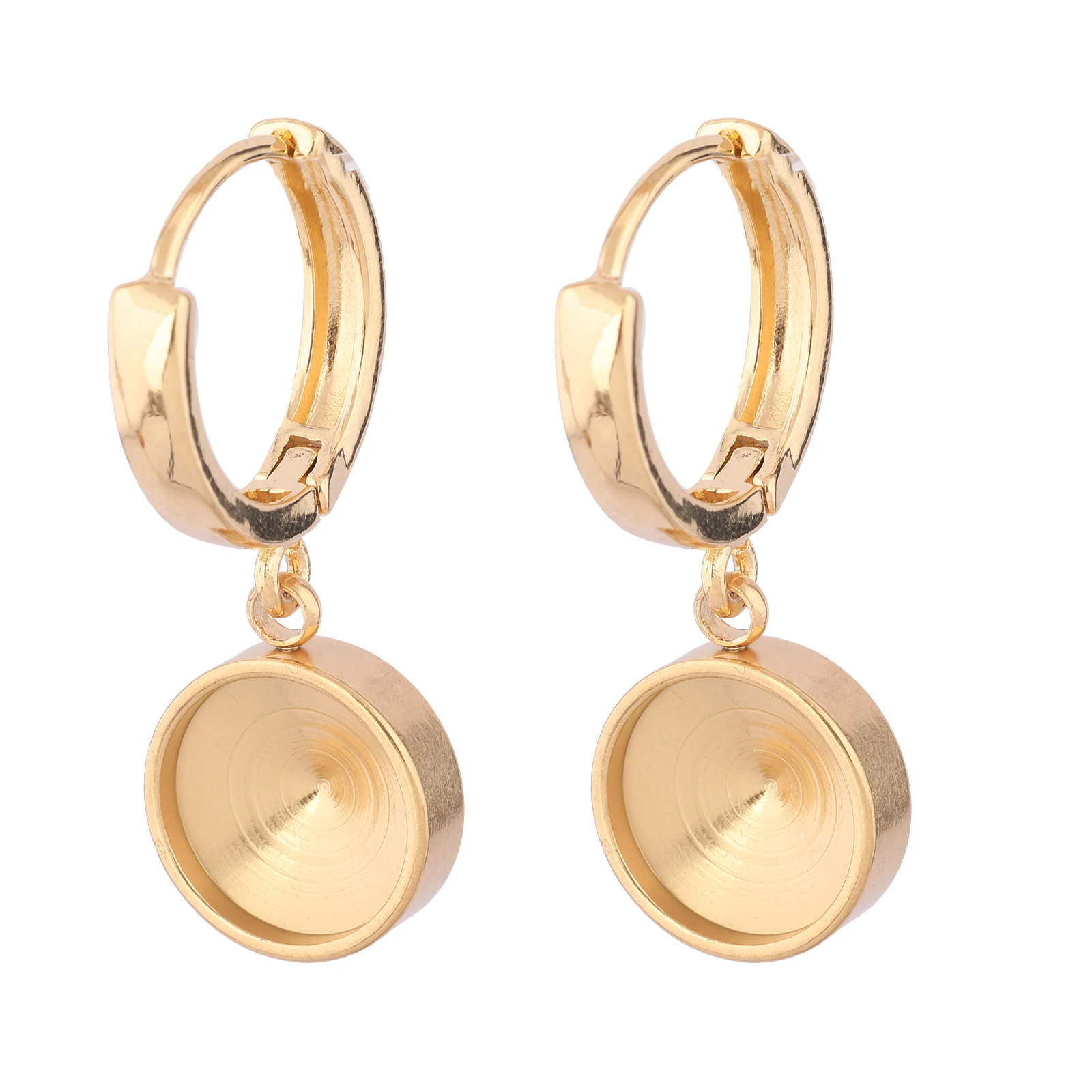 6pcs Gold Plated Leverback Hoop Earring Setting Blanks For 10mm Pointback Stones Diy Bezel Findings For Jewelry Making