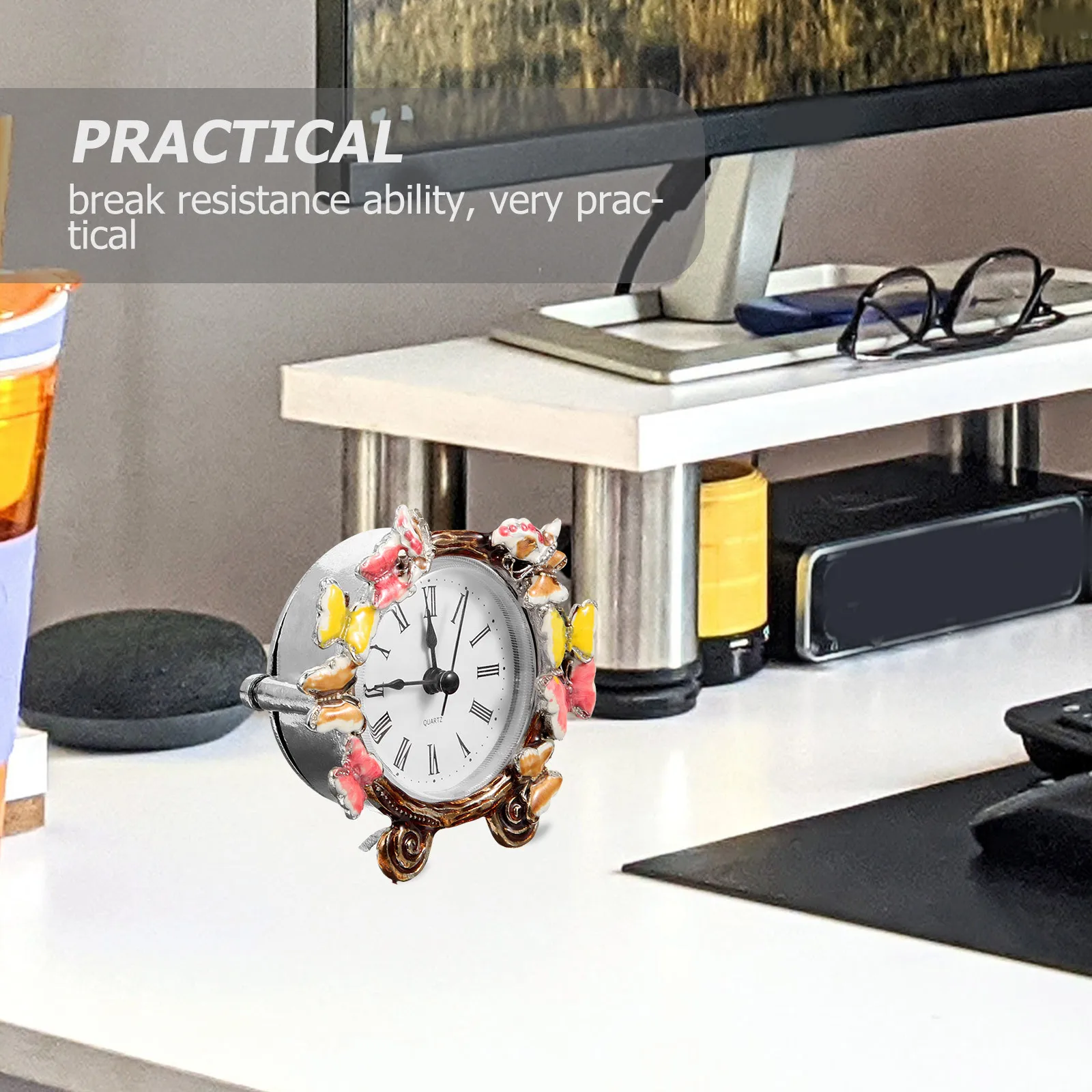 

Classical Mute Table Clock Vintage European Style Non-Ticking Desk Shelf Clock for Home Bedside Decoration Desktop Decoration