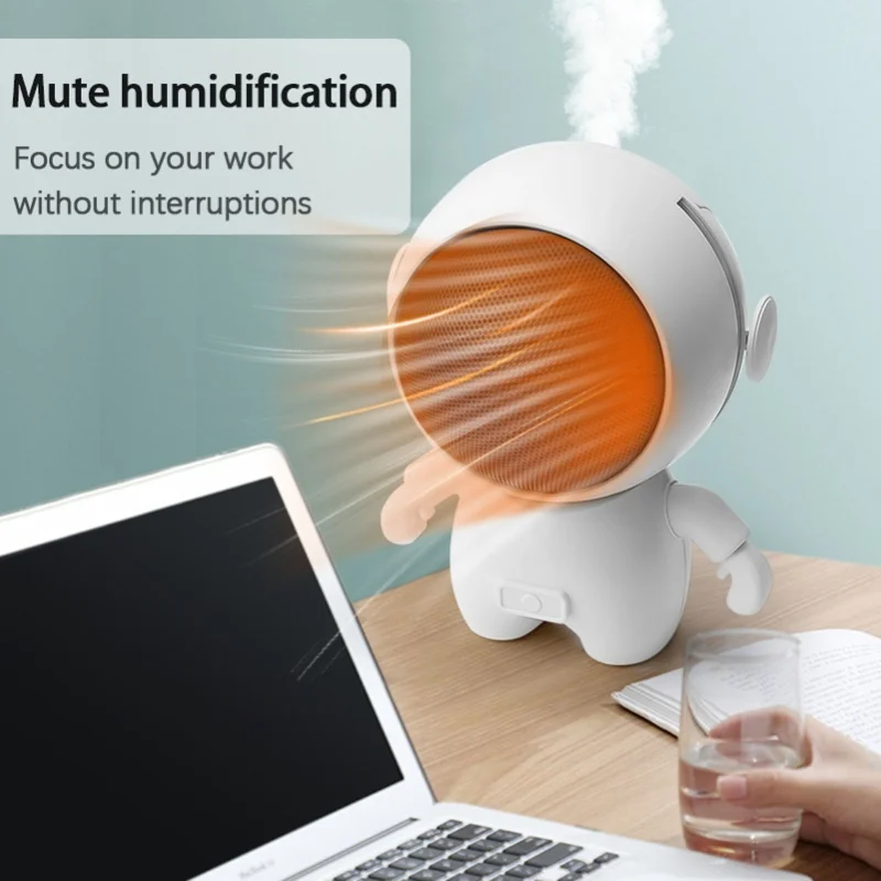 

Настольный керамический обогреватель-увлажнитель в форме космонавта, портативный электрический обогреватель для комнаты, офиса, дома