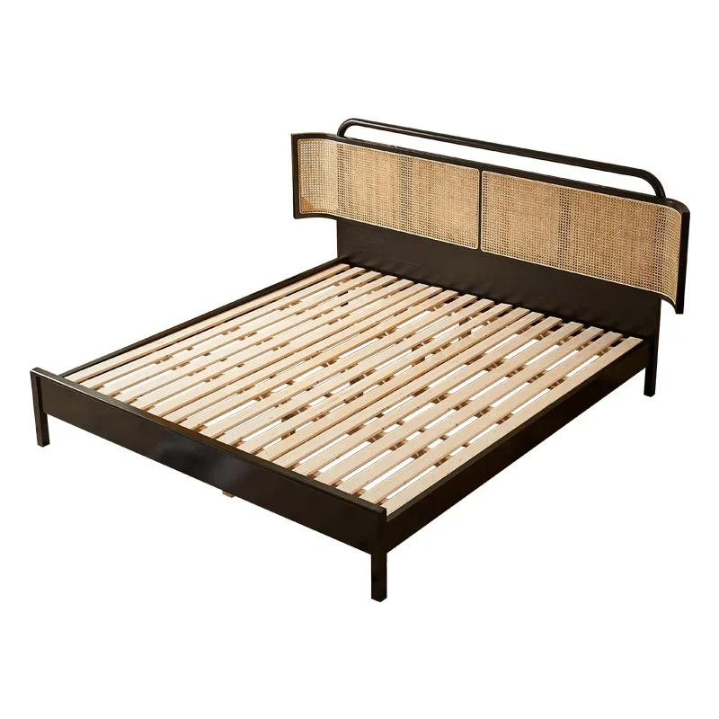 

Rattan solid wood bed Modern simple ash wood 1.5 meters 1.8 Nordic large bedroom double bed B & B