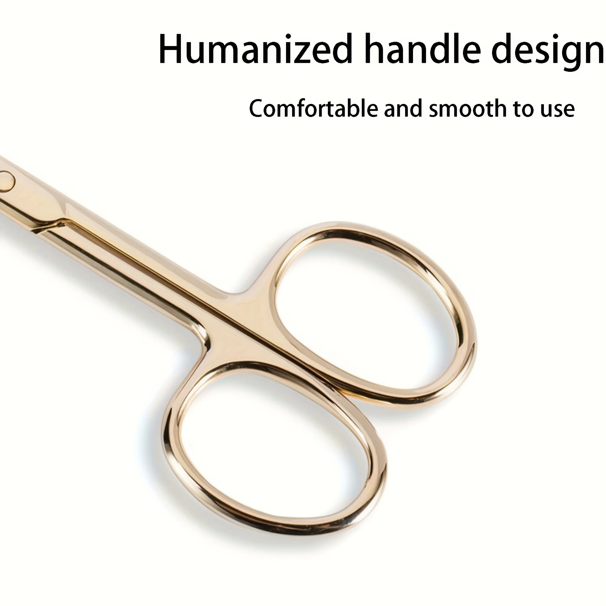 1pc Golden Curved Beauty Scissors - Sharp Stainless Steel Precision Tweezers for Eyebrow Trimming, Durable Grooming Tool