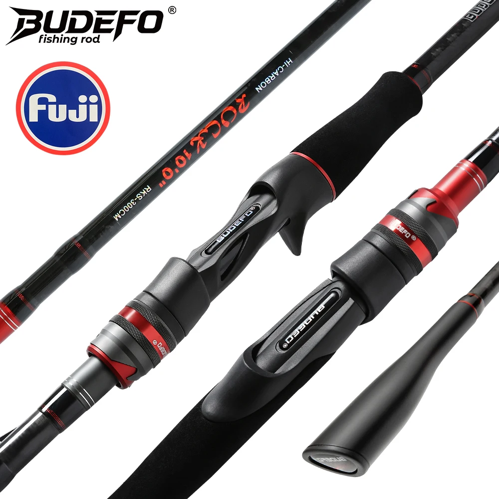 BUDEFO ROCK  Carbon Spinning Casting Fishing Rod with 1.98m 2.28m 2.43m 2.58m 2.70m 3.00m Baitcasting FUJI Guide FAST Rod